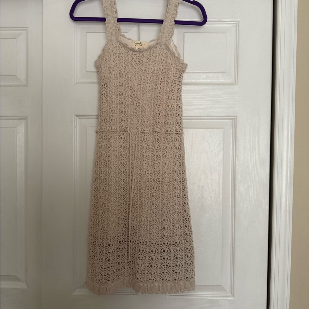 Jessica Simpson Beige Lace Midi Dress